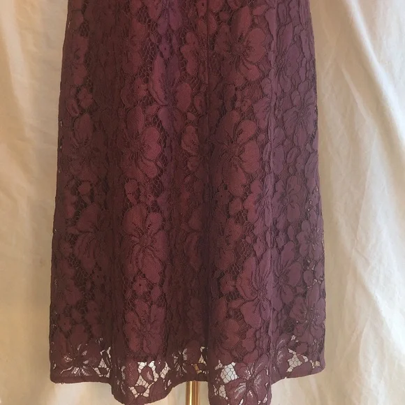 Plum A-line Cotton Blend Lace Midi Dress Ann Taylor - Picture 12 of 15